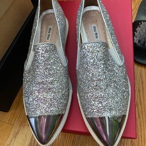 NWT Miu Miu glitter shoes